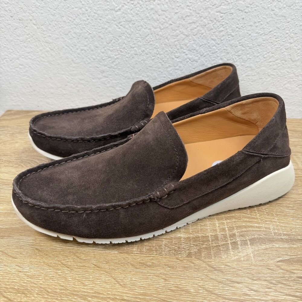 OluKai Men's Brown Suede Slip-On Loafers with White Sole
